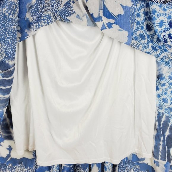 MAXI SKIRT (+ Slip) Asymmetrical Blue & White Abstract Floral Sz XL - Picture 6 of 10